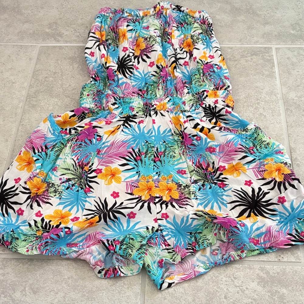 Tropical Floral Print Romper